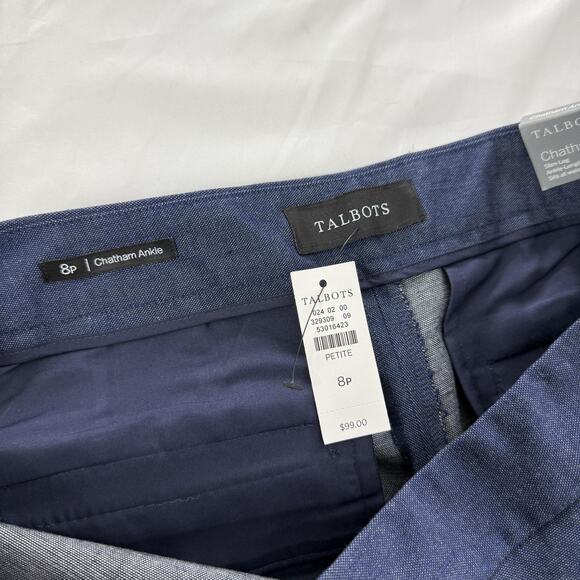 Talbots Pants Womens 8P Blue Chatham Ankle Slim Leg Petite Work Dress Office NEW - Picture 7 of 8